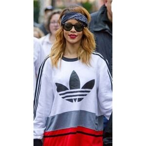 Adidas Trefoil sweatshirt Black/white/red Men's small w/significant wear on back